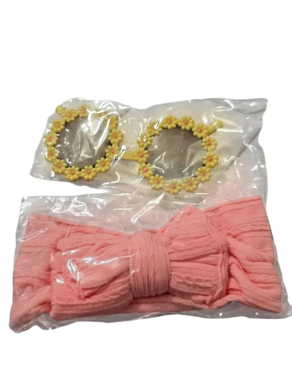 NWT-Yellow Floral Sunglasses & Pink Bow Headband Set (SKU#0499)